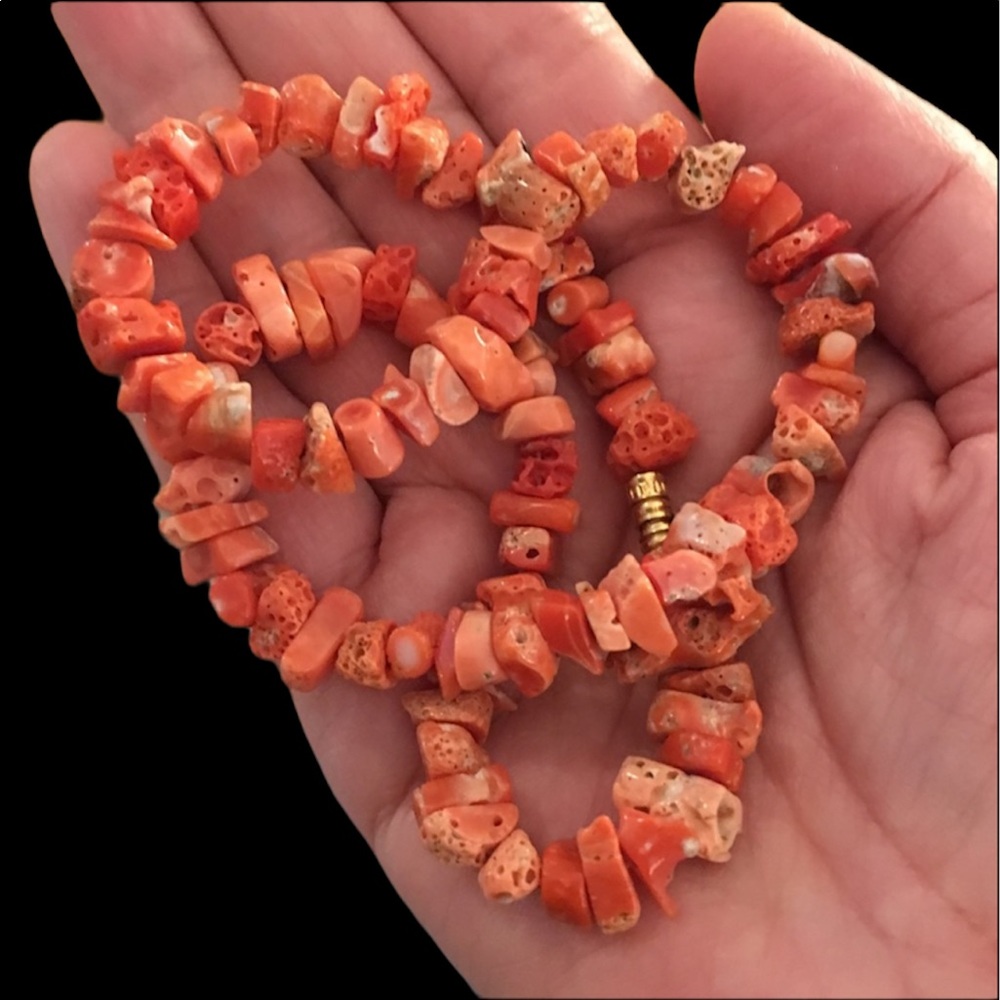 Coral Necklace Undyed Natural Mediterranean